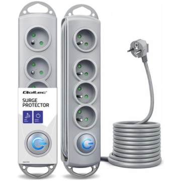 Qoltec Surge protector | 4 sockets | 1.5m | Grey 5