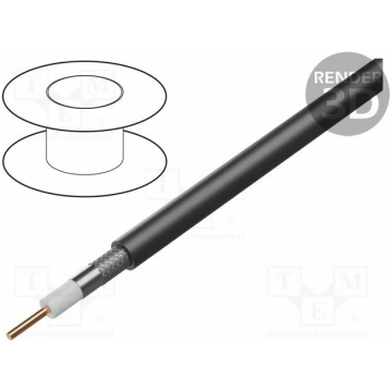 Wire: coaxial; RG6; wire; Cu; PE; black; 500m; Øca