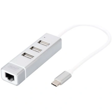 Digitus USB Type-C 3-Port Hub + Fast Ethernet LAN 