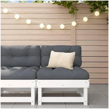 Homgoday Garden Middle Sofa White Solid Pine Wood 
