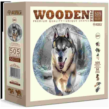 Puzzle Running Wolf Wooden city