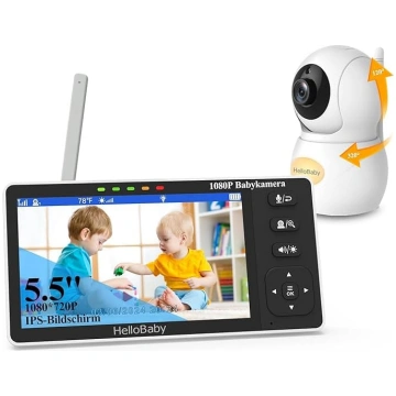 HelloBaby bērnu monitors ar kameru, 5,5 collu dalī