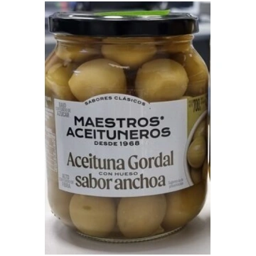 Zaļās olīvas Gordal MAESTROS ACEITUNEROS, ar anšov