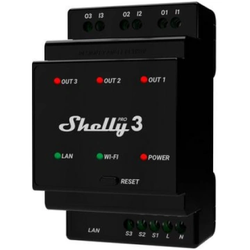 Shelly Pro 3 electrical relay, black
