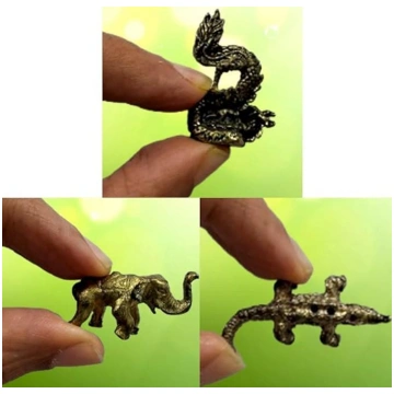 Purpledip Rare Miniature Metallic Statue Set Drago