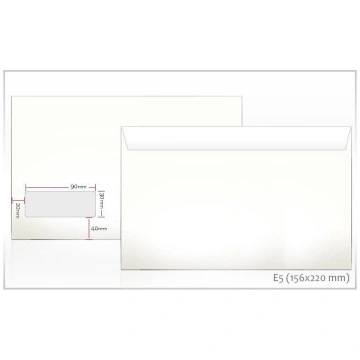 Aploksne E5 ar lodziņu, balta, 162x229 mm Dolovija