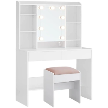 VASAGLE Dressing Table with Lighting, Adjustable B