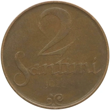 Latvia, 2 santīmi 1922 LV2S22