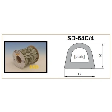 Blīvgumija dubultā D profils 10x12mm balts (2x25m)