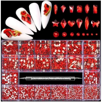 Nail Crystal Rhinestone komplekts, dažādu formu AB