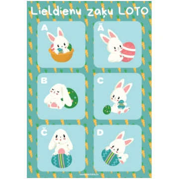Printējams LOTO "Lieldienu zaķu alfabēts"