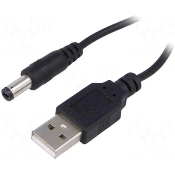 Cable | USB A plug,DC 5,5/2,1 plug | straight | bl