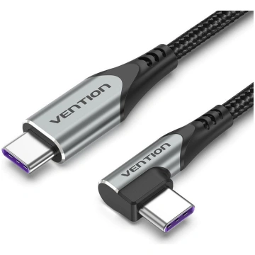 Vention USB-C to USB-C cable, right angle/1m, gray