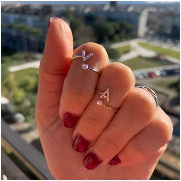 Anello CONTRARIÉ CON INIZIALE - Silver / V