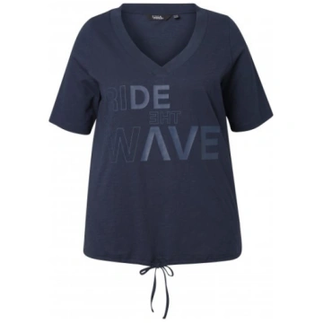 Ulla Popken Ride The Wave Short Sleeve V-Neck Grap