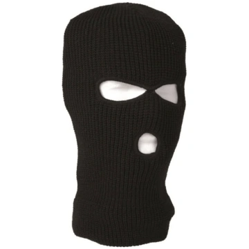 Balaklava, ziemas, melna - BLACK 3-HOLE ACRLYIC BA
