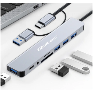 Qoltec ® Hub Adapter 8in1 USB-C/USB | USB-C | 4xUS