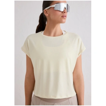 Soft Basic Roll Sleeve Top Lemon White / L