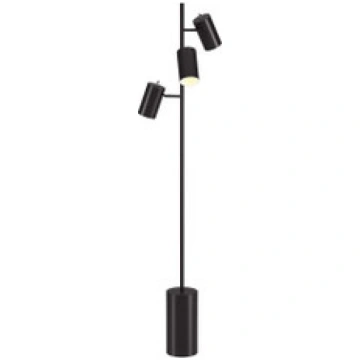 65" Black Three Light Tree Floor Lamp With Black D