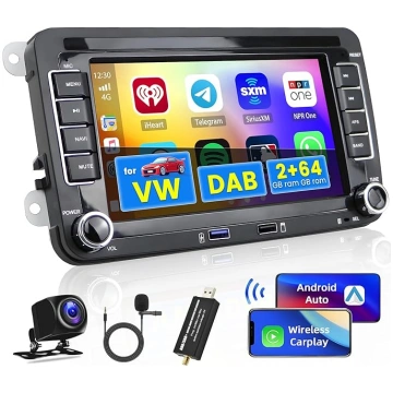 Hikity DAB/DAB+ 2G + 64G Android 13 Auto radio VW