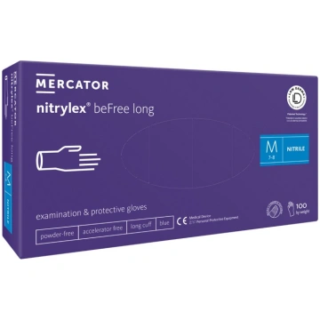 nitrylex beFree long N100 - nitrila cimdi, zilā kr