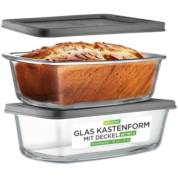 NutriChef Stikla maizes cepšanas forma ar vāku, 2