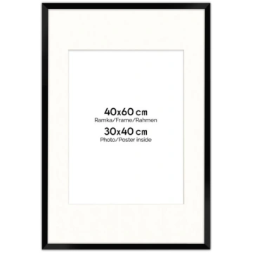 Melnā fotorāmītis HEN PASS 2 40x60 cm ar passe par