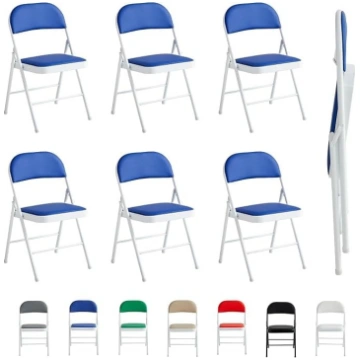 mcc direct Set of 6 Folding Chairs Faux Leather Fo