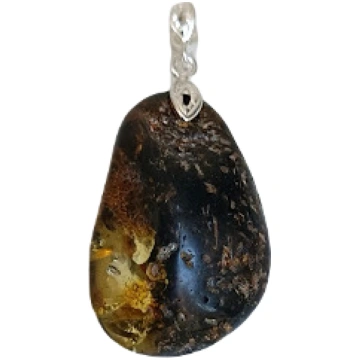 Sudraba un dzintara kulons "Dabas Asara" (40x25 mm