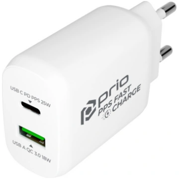 prio Fast Charge Wall Charger 25W PD PPS (USB C)+Q