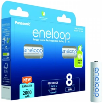 Eneloop Aku. AA 2000 mAh 8 pcs BK-3MCDE/8BE