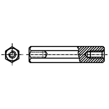 Screwed spacer sleeve; 35mm; Int.thread: M6; hexag