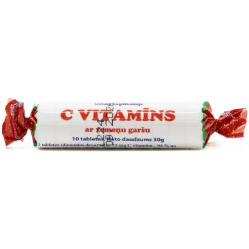 C vitamīns ar zemeņu garšu tabletes, 10gab