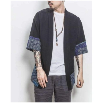 Sinicisms Kimono krekls Vīrieši Ķīniešu Streetwear
