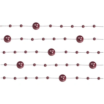 Tumši sarkanas pērļu vītnes 130cm, 5gab. Partydeco