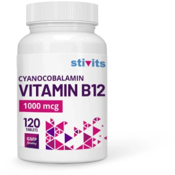 B12 vitamīns Ciānkobalamīns 1000 mcg, 120 tabletes