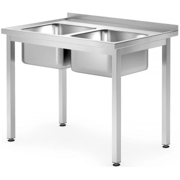Galds ar divām izlietnēm, plauktu, Kitchen Line, K