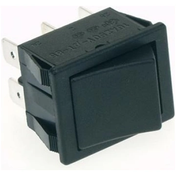 POWER ROCKER SWITCH 10A-250V DPDT ON-ON - BLACK CA