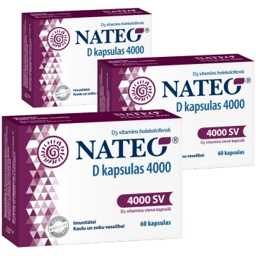 NATEO D 4000 kapsulas | 3 iepakojumu komplekts