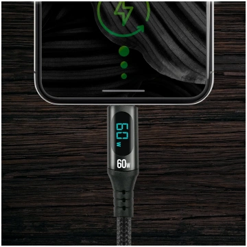 USB-C vads ar indikatoru 1m PD2.0 3A 60W everActiv