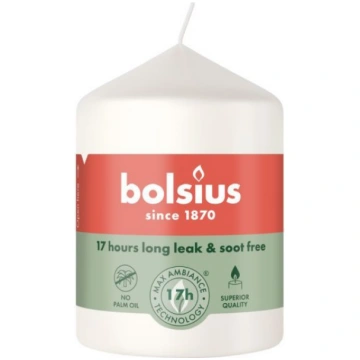 Cilindra svece BOLSIUS 80x58 mm, balta, 17h