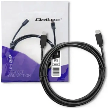 Qoltec USB 2.0 Type-C uz Type-C kabelis – 3m – Mel