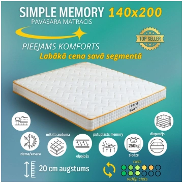 Simple Memory 140x200 - Plašums vienam Podrez