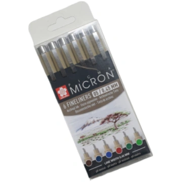 SAKURA Pigma Micron 6 rapidogrāfu komplekts/ 6 krā