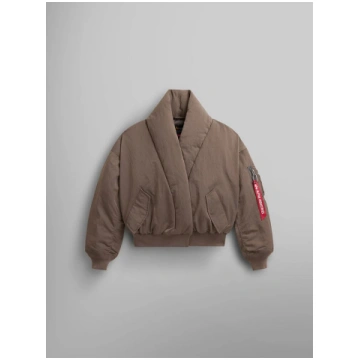 SHAWL COLLAR BOMBER JACKET WOMENS - COYOTE BROWN /