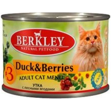 Berkley Cat Duck&Berries konservi kaķiem ar pīli u