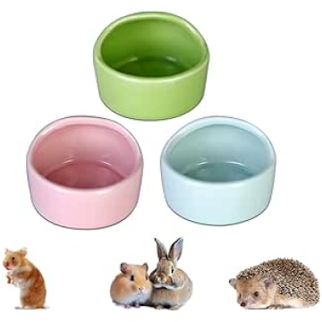 Set of 3 Hamster Ceramic Feeding Bowls Small Anima