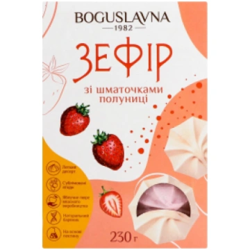 Zefīrs BOGUSLAVNA, ar zemeņu gabaliņiem, 230g 450-