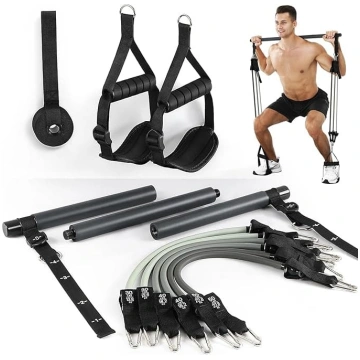ALongSong Fitness Bands Pilates Bar komplekts ar 6