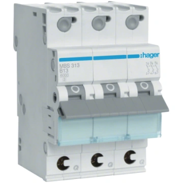 Hager MBS313 MCB 3P B-13A 6kA Quick Connect SmartE